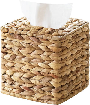 Rattan Tissue Box Cover Square, Wicker Tissue Box Holder Facial Tissues Boxes, Square Handwoven