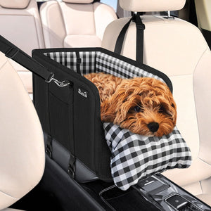 Console Dog Car Seat - Portable Dogs Armrest Booster Seat for Small Dog, Support Pet Up to 11lbs (Black)