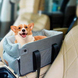 Detachable Washable Center Console Interactive Pet Car Seats Armrest Booster Seat for Puppy Cats Pets Up to 13.5lbs