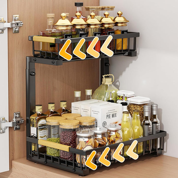 Under Sink Organizers and Storage(2 Pull-Out Baskets), 2-Tier Multipurpose Cabinet/Pantry/Bathroom Organizer