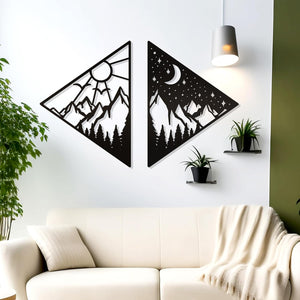 2 PCS Sun and Moon Wall Art Natural Wall Decor Day and Night