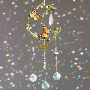 Moon Shaped with Enchanting Butterfly Design - Sun Catchers Indoor Window Decor Gifts