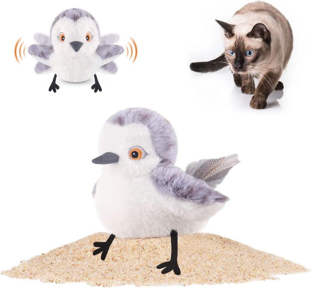 Cat Toys Flapping Bird (No Flying), Lifelike Sandpiper Chirp Tweet, Rechargeable Touch