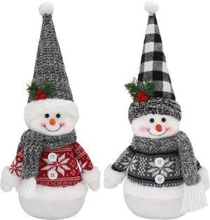 Large Winter Christmas Snowman Plush Decor - 16.5inch Cozy Winter Holiday Decor, 2 Pack