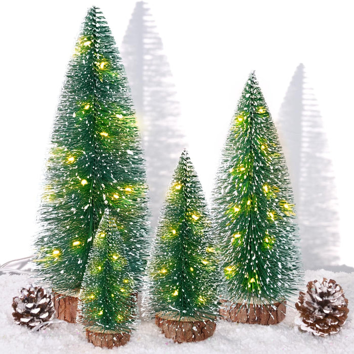 4pcs Mini Christmas Trees Christmas Decor, Artificial Christmas Mini Bottle Brush Trees Tabletop