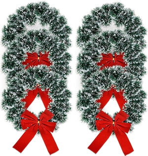 6 Christmas Wreath 9.5 with Red Velvet Bow Tinsel Wreaths Crafts for Door Kitchen Decor