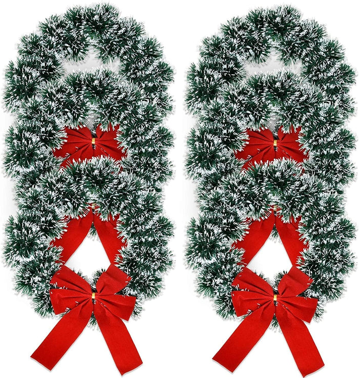 6 Christmas Wreath 9.5 with Red Velvet Bow Tinsel Wreaths Crafts for Door Kitchen Decor