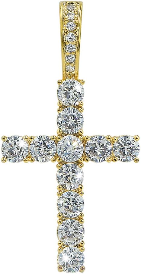 Cross Chain for Men Gold Cross Necklace 14K Gold Plated Large Nail Cross Chain Iced out  Rope Chain