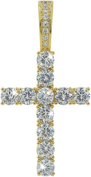 Cross Chain for Men Gold Cross Necklace 14K Gold Plated Large Nail Cross Chain Iced out  Rope Chain