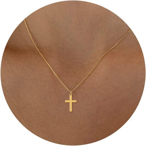 14K Gold Plated Cross Necklaces Simple Cute Layered Pendant Necklaces for Women Trendy Jewelry