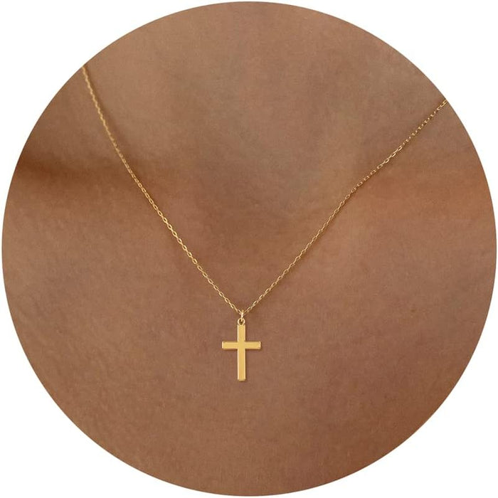 14K Gold Plated Cross Necklaces Simple Cute Layered Pendant Necklaces for Women Trendy Jewelry