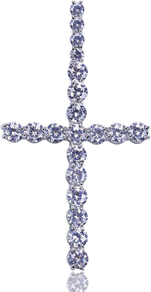14K Gold Plated Large Nail Cross Chain Iced out CZ Pendant Hip Hop Jewelry for Women with Stainless Rope Chain