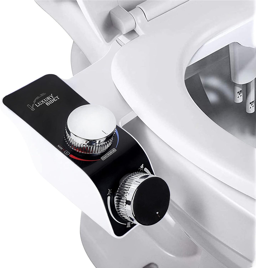 Bidet Attachment for Toilet Seat, Non-Electric Bidet Hot and Cold Fresh Water for Frontal & Rear Wash with Self-cleaning Dual Nozzles