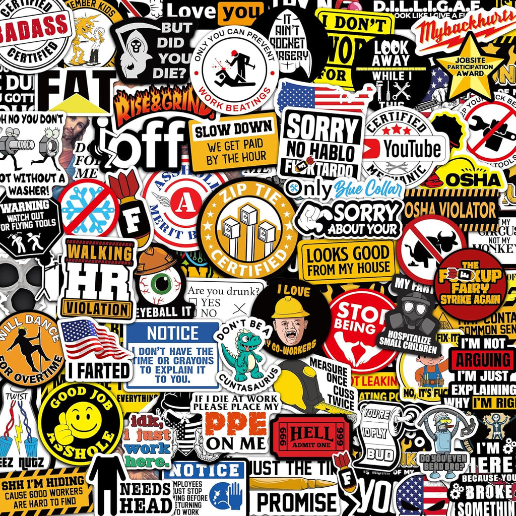 170 PCS Hard Hat Stickers (Dirty) for Tool Box, Helmet, Funny Stickers for Adults