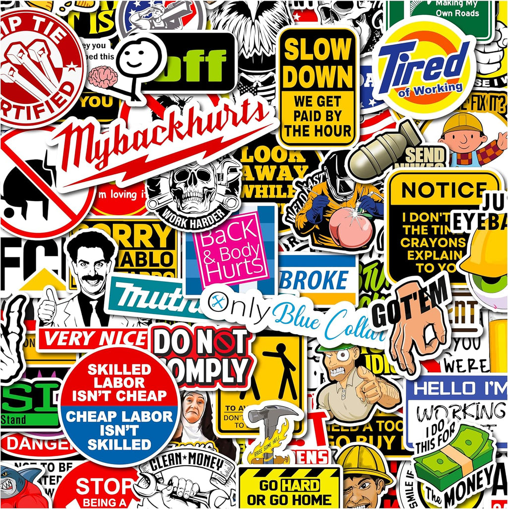 Hard Hat Stickers for Adults (160 PCS) Funny Stickers Pack for Construction & Hard Hat Accessories