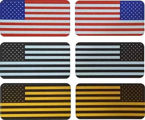 6 pcs Hard Hat American Flag Stickers, REFLECTIVE USA Set Stealthy Flag Hard Hat Stickers