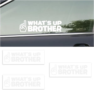 3PCS What's up Brother Car Sticker, Funny Vehicle Sketch Vinyl Decal for Laptop Window Door Bumper