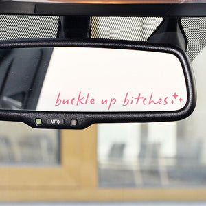 2PCS Buckle Up Rearview Mirror Decal, Car Sticker Mirror Decal, Rearview Mirror Decal