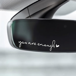 3PCS Hello Beautiful Rearview Mirror Decal, Vanity Mirror Stickers, Rear View Mirror Sticker, Car Mirror Stickers. (You are Enough White)