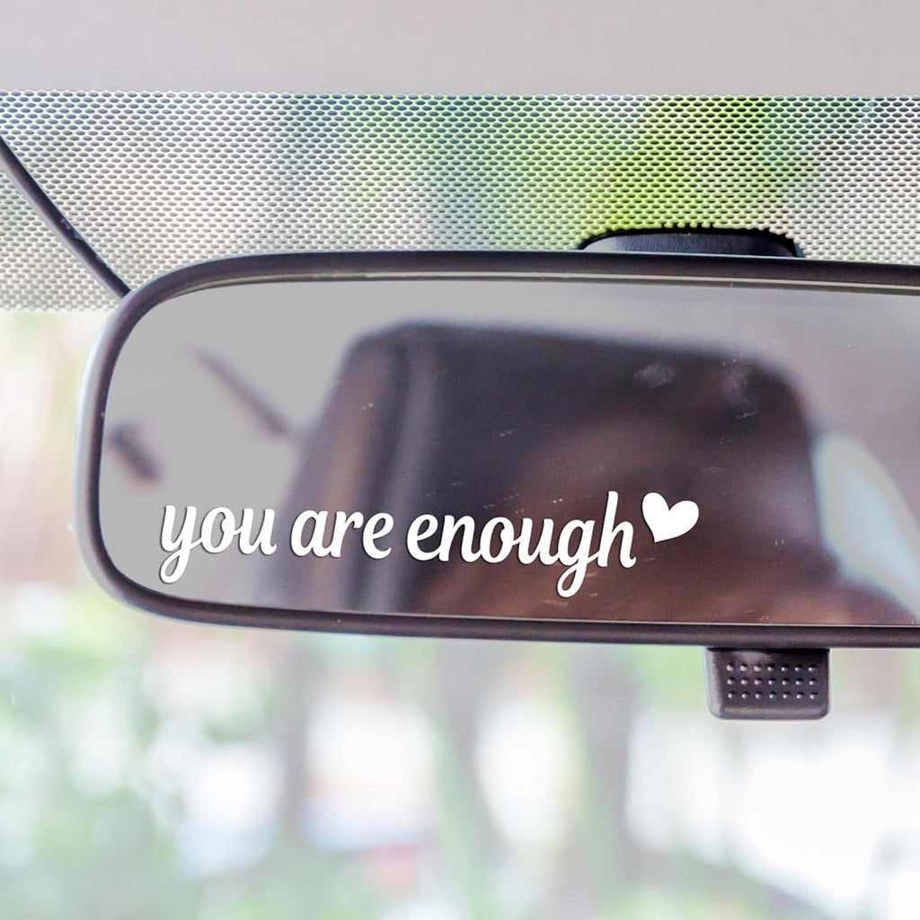 3PCS You are Enough Car Rearview Mirror Decals Stickers, Vanity Mirror Stickers Car Waterproof Decals (You are Enough, White)