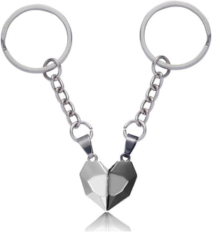 Two Souls One Heart Keychain for Couple Wishing Stone Creative Matching Keyring