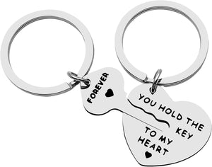 2Pcs Couple Gifts Annyversary Keychain Set for Boyfriend Girlfriend, You Hold The Key to My Heart Couple Keychains