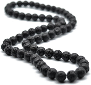 8MM Natural Tiger Eye Lava Stone Beaded Choker Necklace Genuine Gemstone Anxiety Stretch Necklace For Men