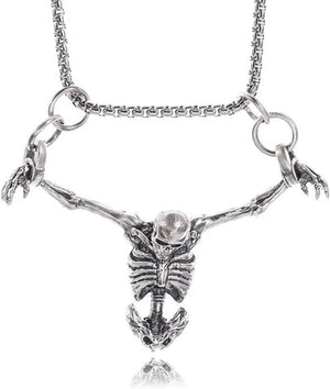 Punk Skeleton Skull Necklace Captivity Skull Pendent Biker Rock Jewelry Gift for Men and Women