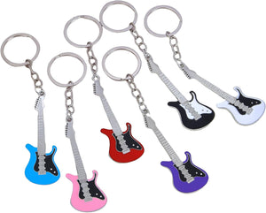 6pcs Aesthetic Punk Music Guitar Keychain, Guitar Keyring Cute Key Chain Key Rings For Music Lovers