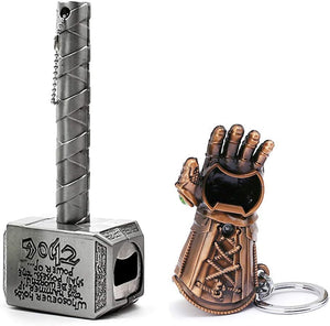 2-Pack Magnetic Hammer Shaped Beer Opener and Glove Keychain Bottle Opener, Beer Gifts Bottle Opener for Men