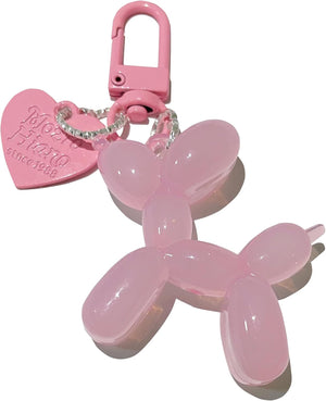 Jelly Balloon Dog Design Keychain for Women, Cute Girls Key Chain, Light Pink