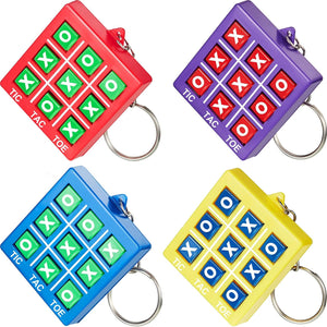 Tic Tac Toe Keychain for Kids Ages 8-12 Party Favors Plastic Keyholders for Mini Backpack Clip Birthday Party (Red, Blue, Yellow, Purple,8 Pcs)