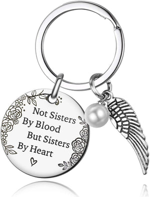 Not Sisters by Blood but Sisters by Heart Friendship Keychain for Women Teen Girls ,Gifts for Best Friend Birthday Graduation