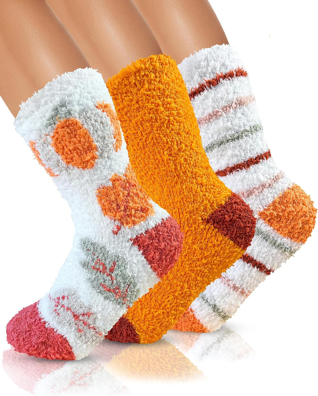 3 Pairs Thanksgiving Socks Fuzzy Fluffy Cozy Funny Novelty Crew Socks for Women Men Fall Autumn Gifts