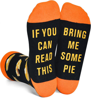 If You Can Read This Funny Saying Non-Slip Socks, Novelty Gifts for Men Women Teens Food Lover, Medium Pie