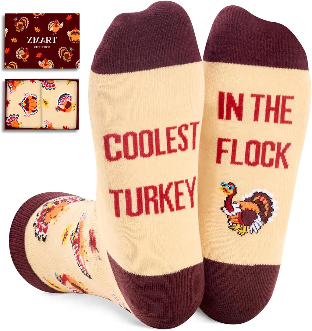 Funny Socks for Men - Dog Mom Gifts Cat Dad Gifts, Crazy Turkey Socks, Thanksgiving Gifts, Coolest Turkey