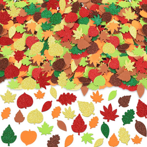 Fall Leaf Foam Sticker, 300Pcs Autumn Thanksgiving Glitter Maple Leaves Self Adhesive Foam Stickers