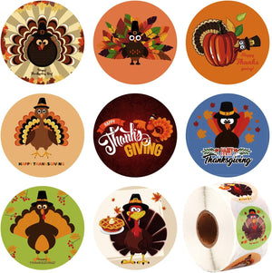 600 Pieces Funny Thanksgiving Stickers Assortment Turkey Design Roll Stickers for Party Favors Supplies