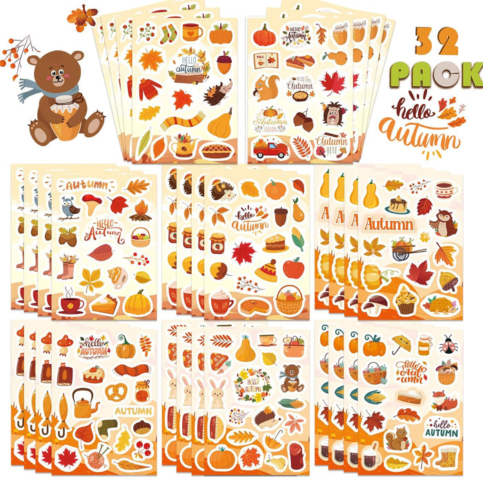 32 Sheets Fall Stickers, Fall Kids Stickers, November Stickers, Fall Party Favor, Fall Stickers for School