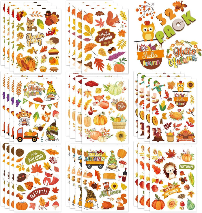 640PCS Thanksgiving Maple Leaves Stickers Hello Fall Stickers Envelope Thanksgiving Party Classroom Decor