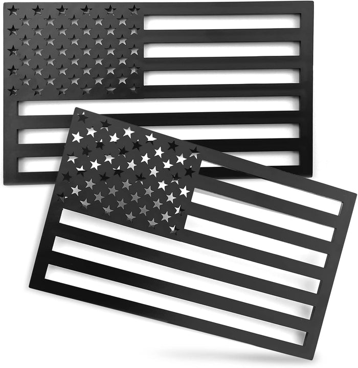 2PCS 3D American Flag Emblem Decal Cut-Out, 3MM Matte Black Bumper Stickers Decal