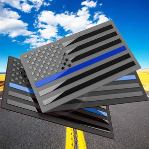 3 Pack Metal American Flag Emblem Decal,Thin Blue line Sticker (Thin Blue Line)