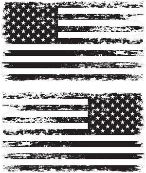 White & Black American Flag Decals (Mirrored 2-Pack) - Thin White Line Stickers for Cars & Windows (5.9 x 3.3 Inches Each)