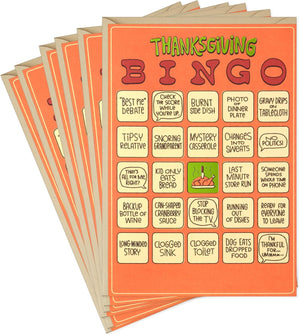 Shoebox Funny Thanksgiving Cards, Thanksgiving Bingo (6 Cards with Envelopes)