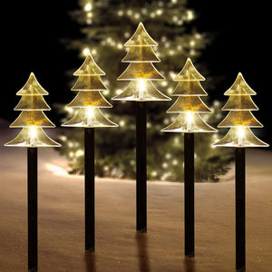 Set of 5 Waterproof Landscape Christmas Lights, Stake Christmas Decorations, LED Lights for Yard Lawn Patio Walkway Decor, Warm White