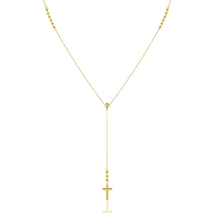 Sterling Silver Cross Y-Shaped Lariat Necklace Minimalist Drop Necklace for Women Gift  (14k gold Cross Lariat & Y necklace)