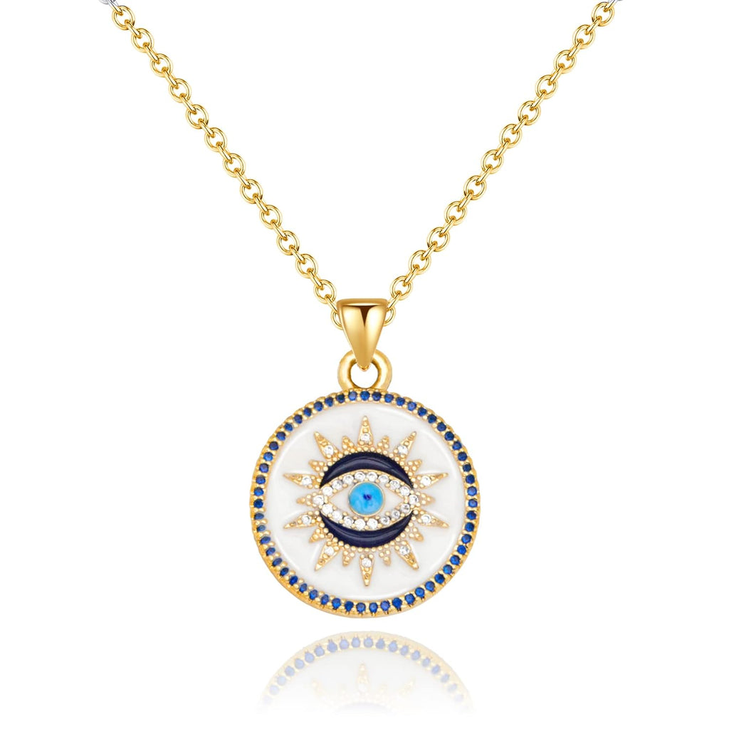 Evil Eye Necklace Gold Protection Necklace, Handmade Evil Eye Jewelry for Women