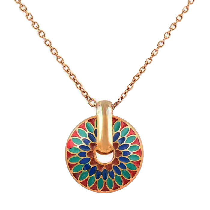 18k Gold Pendant for Women - Flower Enamel Simple Pendants - Dainty Jewelry for Women - Handmade