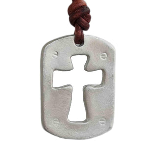 Rustic Mens Cross Necklaces, Pewter Cross Pendant Necklace Simple Jewelry Gifts Cross Chain Necklace