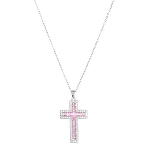 Women's Cross Necklace. Exquisite and Simple Cross Pendant. Cute Pink Zircon Pendant, Women's Necklace